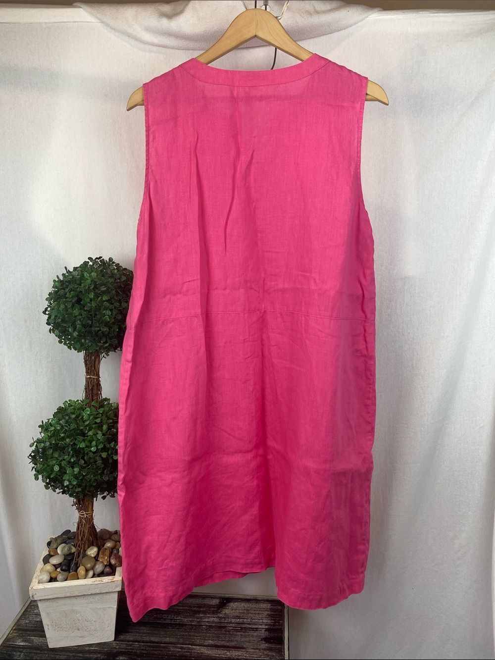 J Jill 100% Linen Pink Sleeveless Shift Dress L - Picture 3 of 5